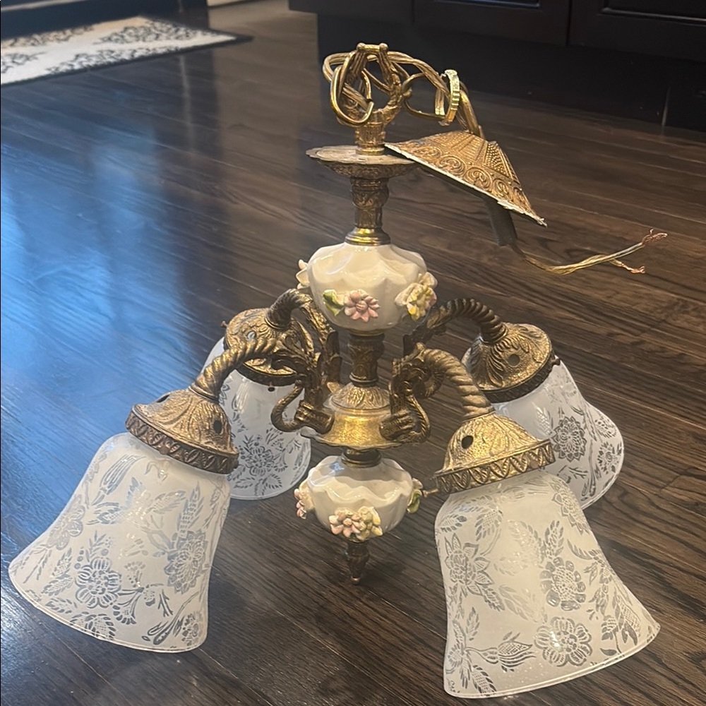 Gold and White Vintage Ceiling Light Decor